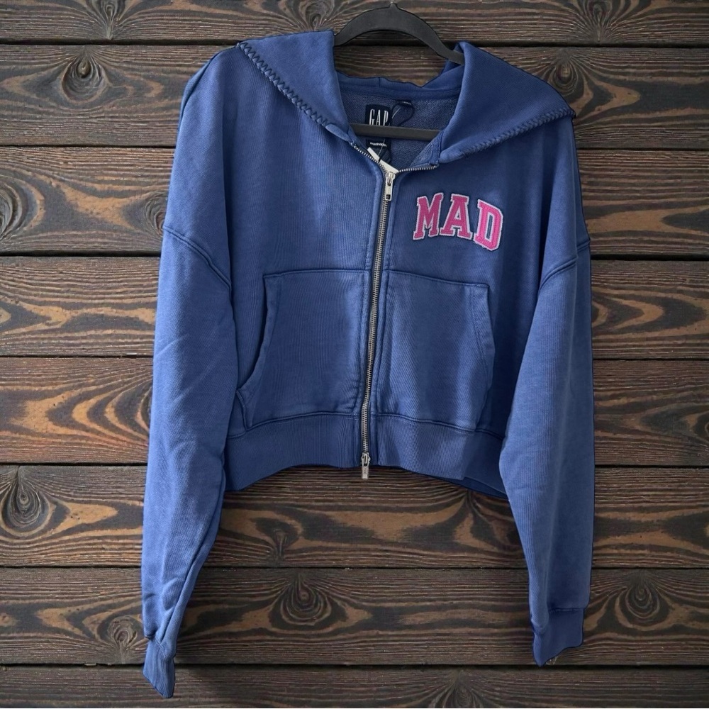 Madhappy x Gap Navy Cropped Hoodie with Pink MAD Logo Size XL